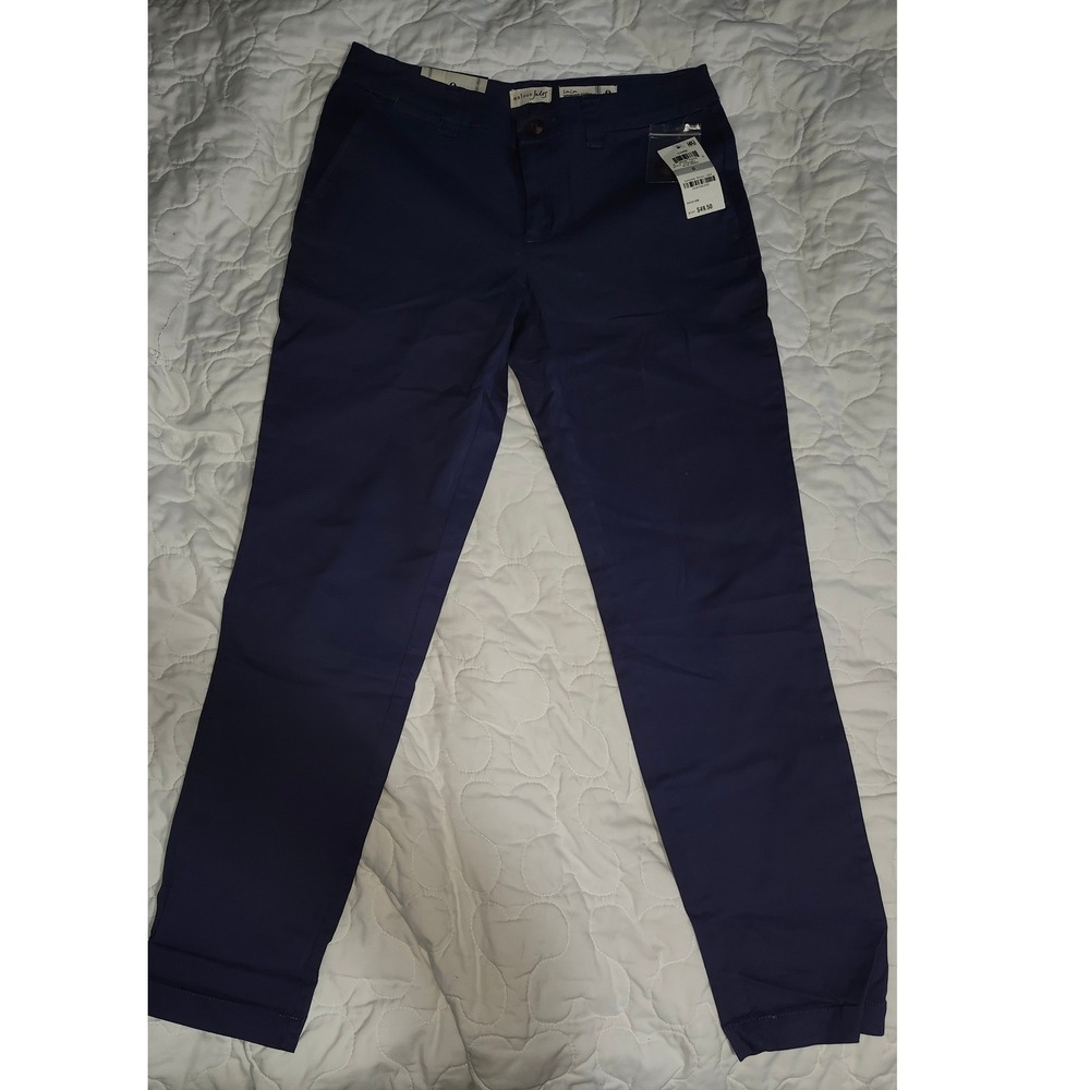 Maison Jules Lou Lou Weekend Casual Pants Blue Indigo Mid Rise Ankle Cuffed NWT - Picture 1 of 5